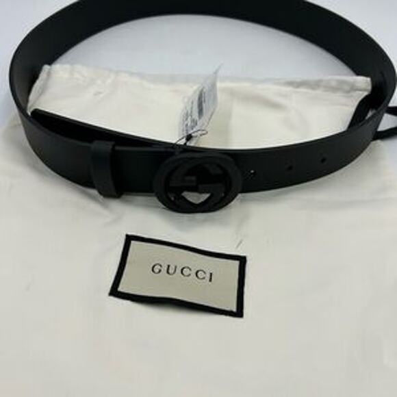 Men's Gucci interlocking G black leather belt size 90 cm/36 inch made in Italy - Picture 11 of 12